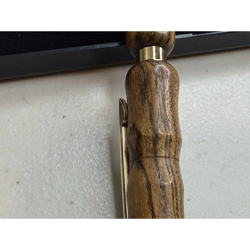 Handmade Bocote Wood Pen & Mechanical Pencil Set Gold Trim Fits Cross Refill